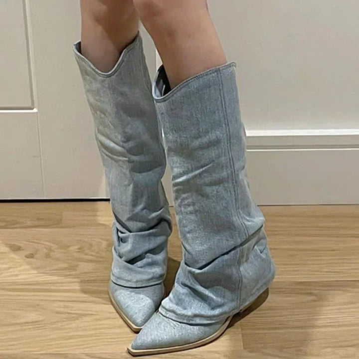 Tessa | Kniestiefel aus Denim